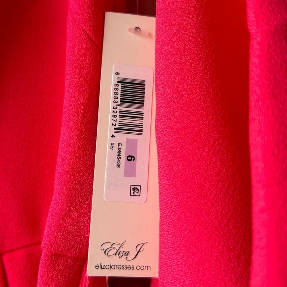 NWT Eliza J Red Off-the-shoulder Bell Sleeve Tie Waist Jumpsuit Sz 6 - Picture 14 of 16